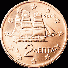 2 Cent UNC Griekenland